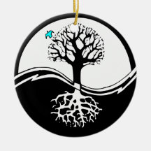 Yin Yang Tree Of Life Black & White Christmas Ornament