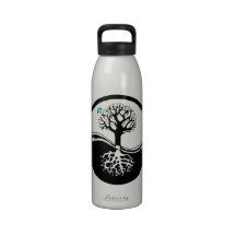 Yin Yang Tree Of Life Black & White Water Bottle