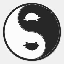 Yin Yang Turtle Round Stickers