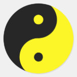 Yin Yang Ying Taoism Sign Chinese Taijitu Yellow Round Stickers