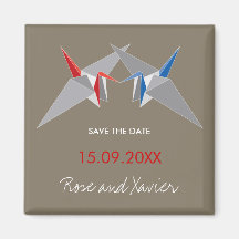 Ying + Yang Paper Cranes Save The Date Magnet