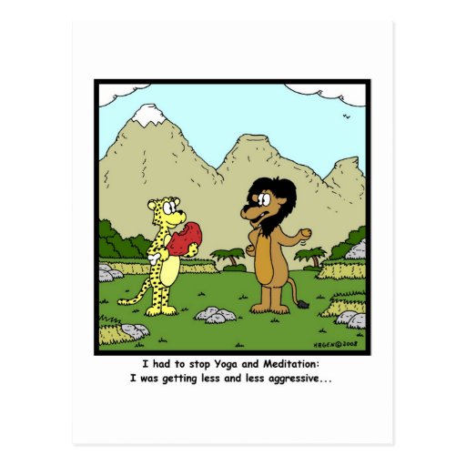 Yoga and Meditation: Lion Cartoon Postcards