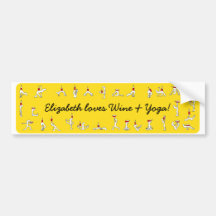 Yoga for Winelovers Yellow Bumpersticker Bumper Sticker