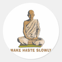 Yoga Make Haste Slowly Round Sticker