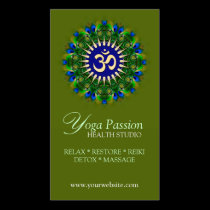 Yoga Om Green Organic New Age Business Cards business cards