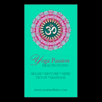Yoga Om Pink Green New Age Business Cards business cards