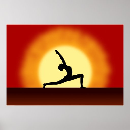 Yoga Pose Silhouette Sunrise Framed Print / Poster