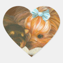 Yorkie Mama with Puppy Sticker