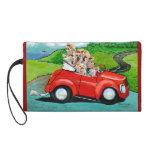 Yorkies in Red Convertible Car Wristlet Clutch