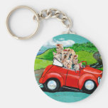 Yorkies in Red Convertible Keychain