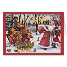 Yorkshire Terrier Christmas Card Santa Bears In Sl