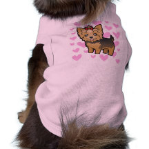 Yorkshire Terrier Love (short hair with bow) Pet Tee Shirt