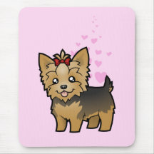 Yorkshire Terrier Love (short hair with bow) Mousepads