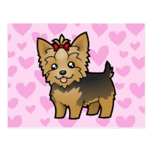 Yorkshire Terrier Love (short hair with bow) Postcard