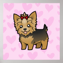 Yorkshire Terrier Love (short hair with bow) Posters