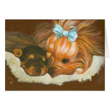 Yorkshire Terrier Mum with Puppy Cards