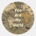 You Are My World Romantic Olde World Map Stickers