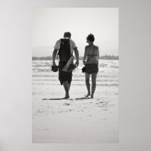 Young Couple on Beach Poster