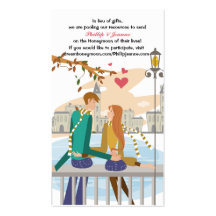 Young Couple's Dream Honeymoon Request Insert Business Card Template