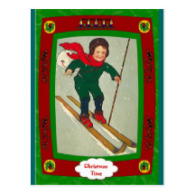 Young downhill skier postcards