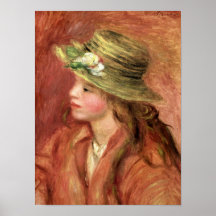 Young Girl in a Straw Hat, c.1908 Print