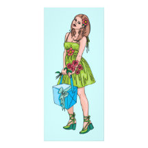 Young Girl With Gift Custom Rack Cards
