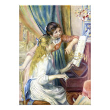 Young Girls at Piano by Renoir, Impressionism Art Personalised Announcements