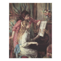 Young Girls at the Piano, Renoir Impressionism Art Personalized Invitations