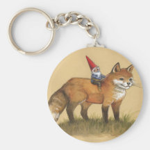 Young Gnome and Fox Keychain