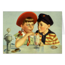 Young Lovers Vintage Illustration Card