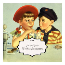 Young Lovers Vintage Illustration Personalized Invitation