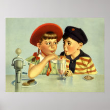 Young Lovers Vintage Illustration Print