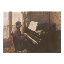 Young Man Playing The Piano by Gustave Caillebotte Custom Invites