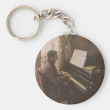 Young Man Playing The Piano by Gustave Caillebotte Keychains