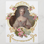 Young Queen Marie Antoinette Pink Roses Cards Flyer Design