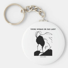Young Woman Or Old Lady? (Optical Illusion) Key Chain