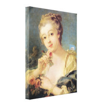 Young Woman With A Bouquet Of Roses Gallery Wrap Canvas