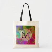 Your Letter, Colourful Swirls and Custom Monogram. Bags