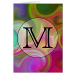 Your Letter, Colourful Swirls and Custom Monogram. Card