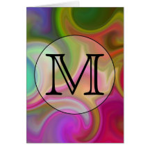 Your Letter, Colourful Swirls and Custom Monogram. Card
