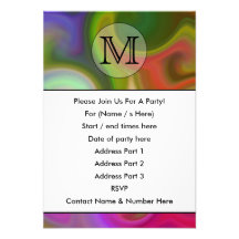 Your Letter, Colourful Swirls and Custom Monogram. Announcement