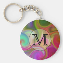 Your Letter, Colourful Swirls and Custom Monogram. Key Chain