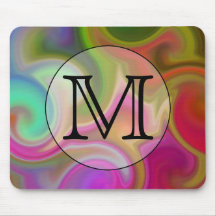 Your Letter, Colourful Swirls and Custom Monogram. Mousepad