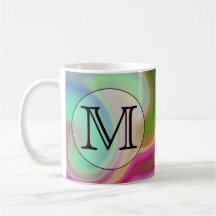 Your Letter, Colourful Swirls and Custom Monogram. Mugs