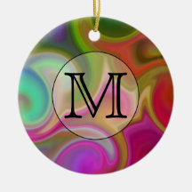 Your Letter, Colourful Swirls and Custom Monogram. Ornaments
