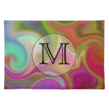 Your Letter, Colourful Swirls and Custom Monogram. Place Mat