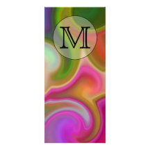 Your Letter, Colourful Swirls and Custom Monogram. Customized Rack Card
