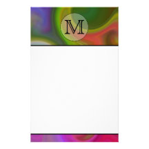 Your Letter, Colourful Swirls and Custom Monogram. Stationery Design