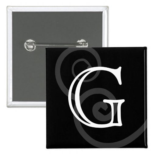 Your Letter. Custom Black / White Swirl Monogram. Pinback Button