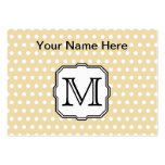 Your Letter. Custom Monogram. Beige Polka Dot. Business Card